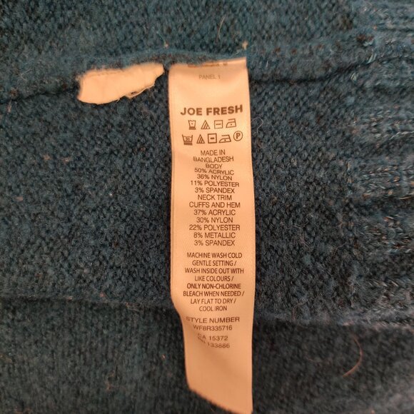 Joe Fresh Women's Warm Teal Sweater | XS | Ribbed Detailing - Picture 4 of 6